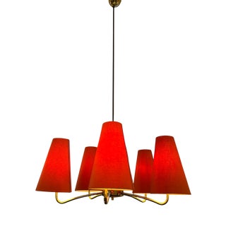 Mid-Century Modern Chandelier in Brass, 1960s For Sale