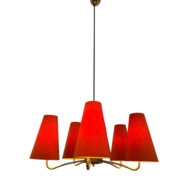 Mid-Century Modern Chandelier in Brass, 1960s For Sale