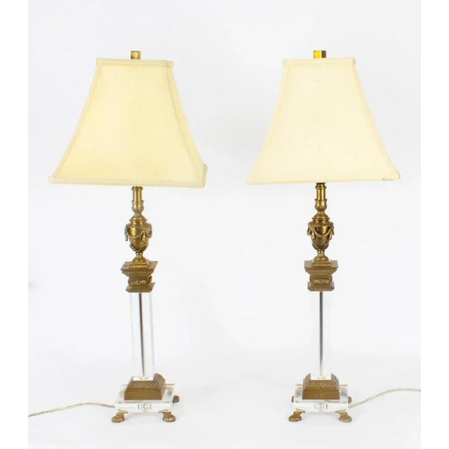 Corinthian Column Ormolu & Glass Table Lamps, Mid-20th Century, Set of 4 For Sale - Image 4 of 18