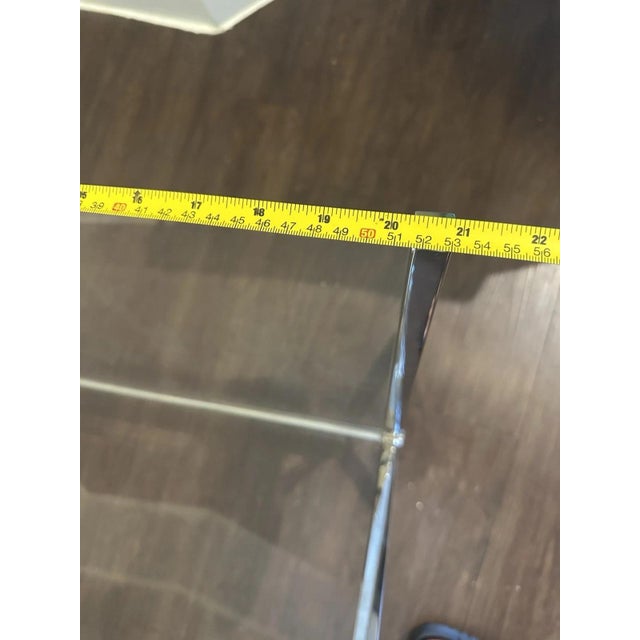 Mid-Century Modern Vintage Milo Baughman Style Magazine Holder Glass & Chrome Mid Century Modern For Sale - Image 3 of 5