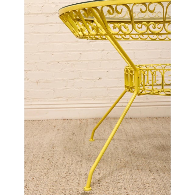 Mid 20th Century Styled After Arthur Umanoff Vintage Yellow Patio Dining Set With Glass Top Table and Four Chairs For Sale - Image 11 of 12