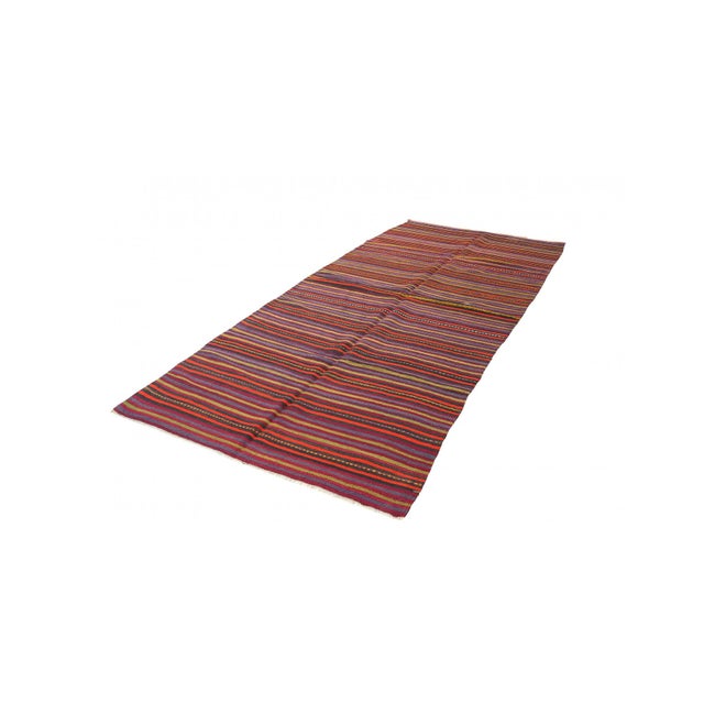 Mid-Century Modern Striped Vintage Turkish Kilim Rug - 5`2" X 12`0" For Sale - Image 3 of 6