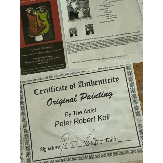 Paint 1970s Peter Keil Abstract Black and White Portrait Painting For Sale - Image 7 of 7
