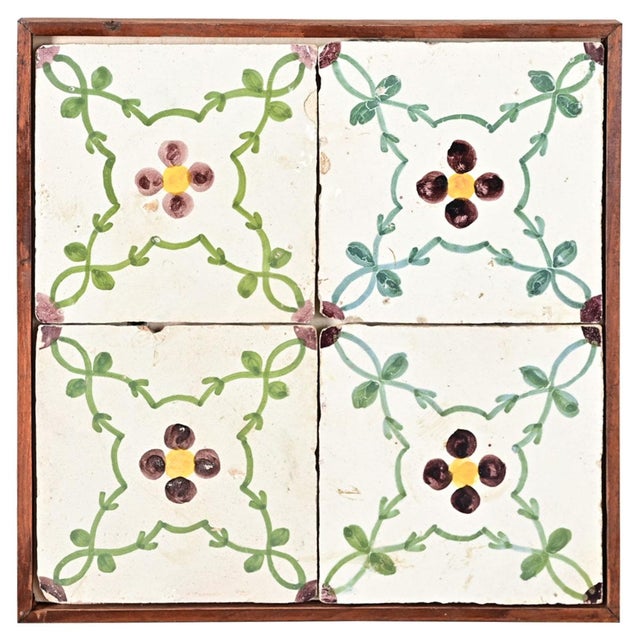 Framed Set of 18th Century Portuguese Tiles For Sale In Baton Rouge - Image 6 of 6