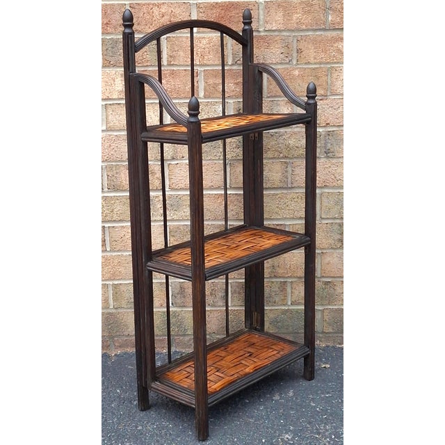 Mid 20th Century Mid-Century Modern Rattan and Split Reed Folding Bookcase Étagère, 1960s For Sale - Image 5 of 10