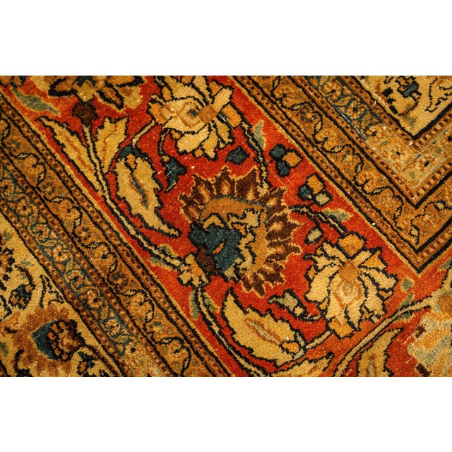 1820s Antique Navy Cypress Tree Knotted Wool Persian Mashad Gallery Khorasan Rug For Sale - Image 4 of 9