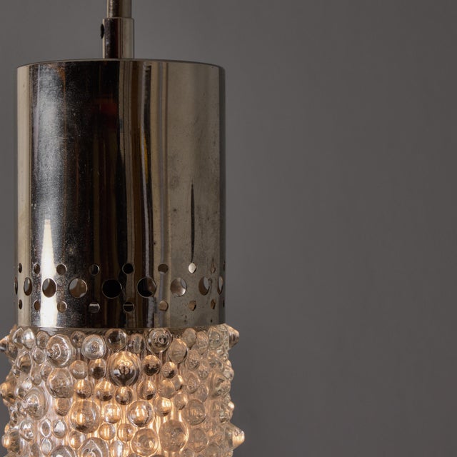 Pair of 1960s Chrome Metal and Bubble Glass Pendants by Helena Tynell For Sale - Image 16 of 18