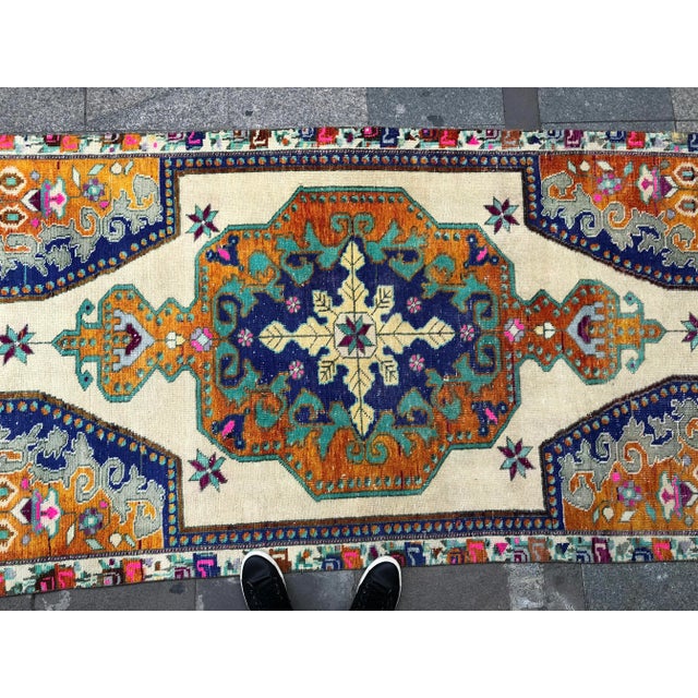 1960s Vintage Turkish Oushak Rug - 4′ × 7′2″ For Sale - Image 6 of 10