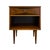 This mid-century modern nightstand features rich walnut wood tones, smooth grain patterns, and iconic tapered peg legs....