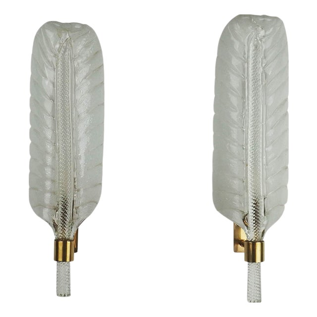 Glass Wall Sconces attributed to Andrea Arbus for Veronese, 1960s, Set of 2 For Sale