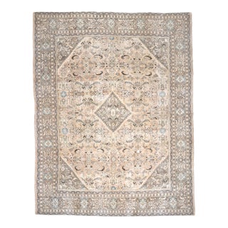 1970s Vintage Persian Handmade Wool Cotton Light Brown Area Rug For Sale
