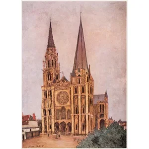 1950s After Maurice Utrillo "Paris, Chartres Cathedral", First Edition Impressionist Print