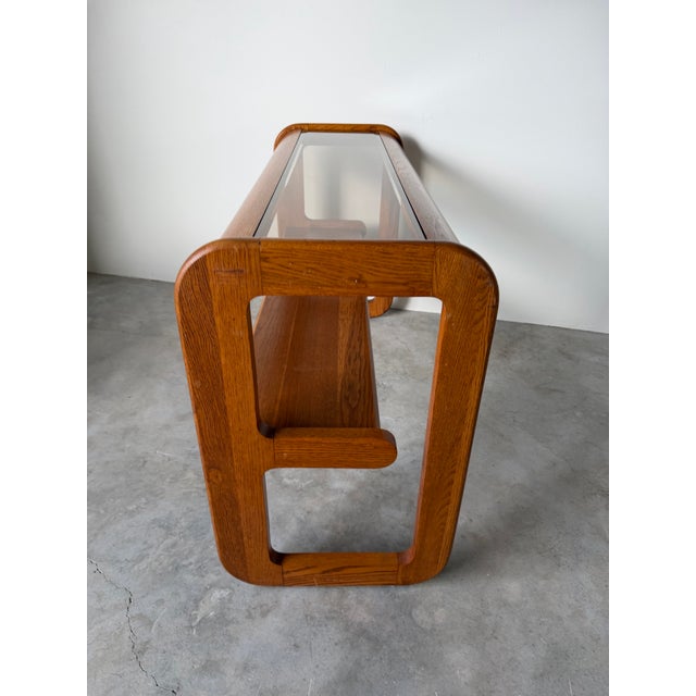 Wood 1970s Mid-Century Modern Lou Hodges for Mersman Oak Console / Sofa Table For Sale - Image 7 of 12