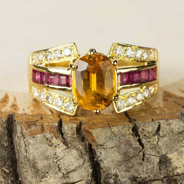 Late 20th Century Late 20th Century Gold Sapphire Ring, Size 4.25 For Sale - Image 5 of 5