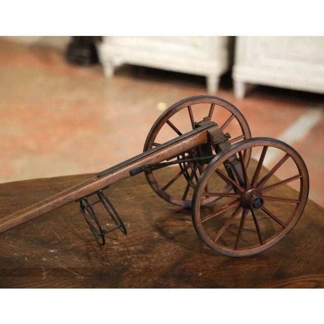 French Early 20th Century French Carved Oak Wine Serving Trolley on Wheels For Sale - Image 3 of 9