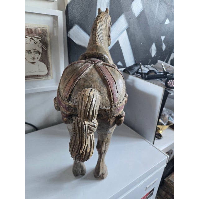 Republic Period Chinese Polychromed Carved Wooden Tang Horse For Sale - Image 11 of 12