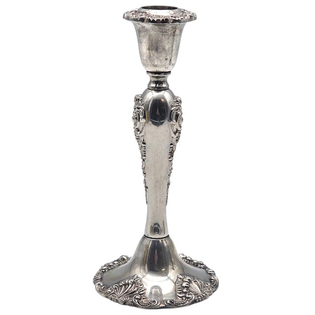 Godinger Pair Godinger Baroque Silverplate Candlesticks — Rococo Revival 8.25" For Sale - Image 4 of 11