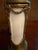 Pair of Vintage French Empire Brass & Milk Glass Table Lamps 12" X 4.5" Ca. 1950 For Sale - Image 4 of 18