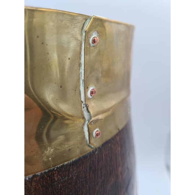 Wood Decorative Wooden Barrel-Shaped Stand with Brass Hardware, 1970s For Sale - Image 7 of 12