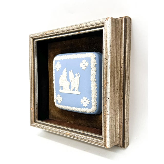 Mid 20th Century Framed Wedgwood Attributed Jasperware Plaque — Neoclassical Relief in Gilt Frame Shadowbox - English Traditional For Sale - Image 5 of 12