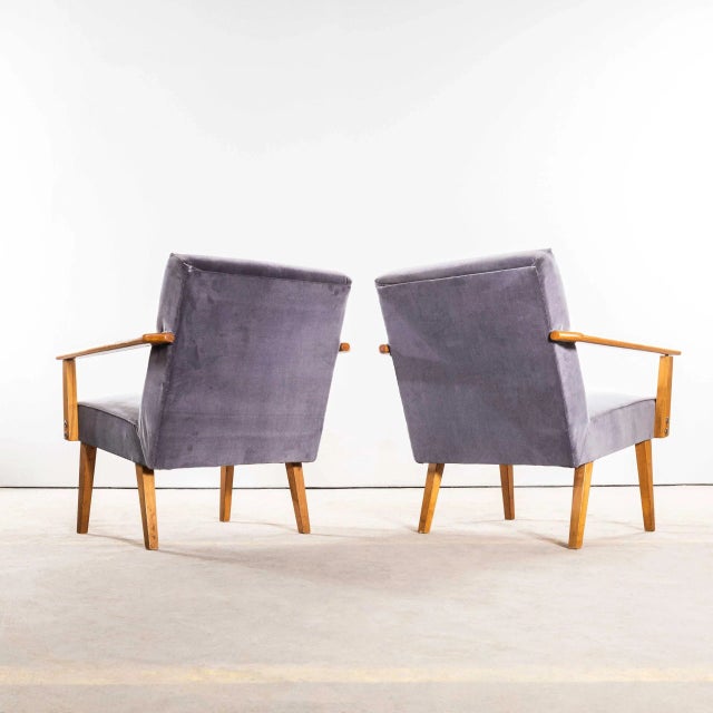 Mid-Century Grey Upholstered Armchair, 1950s For Sale - Image 6 of 9