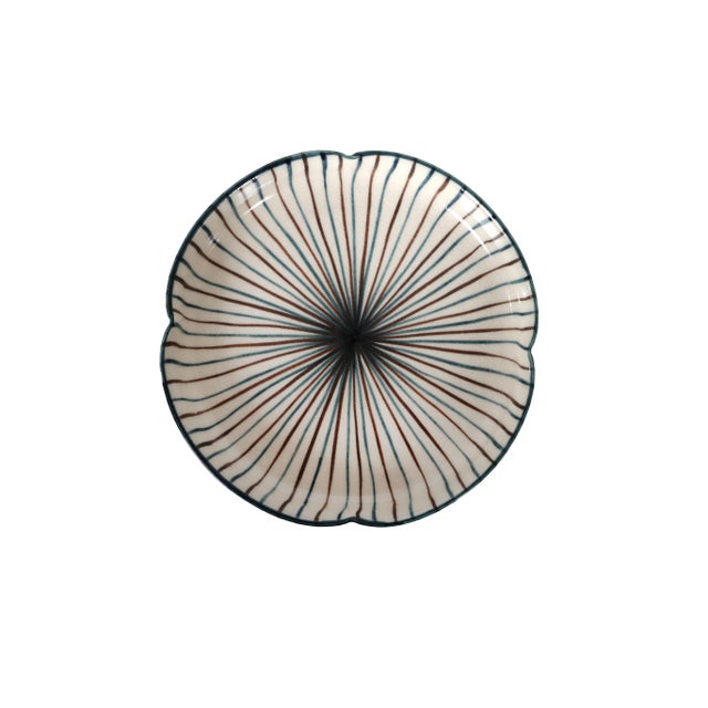 We love this mid century modern Japandi hand painted ceramic catchall pedestal bowl. This is a great example of Japandi or...