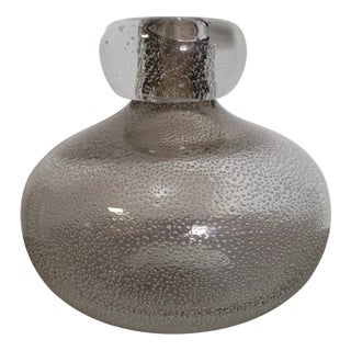 Glass Vase with Bullicante Design For Sale