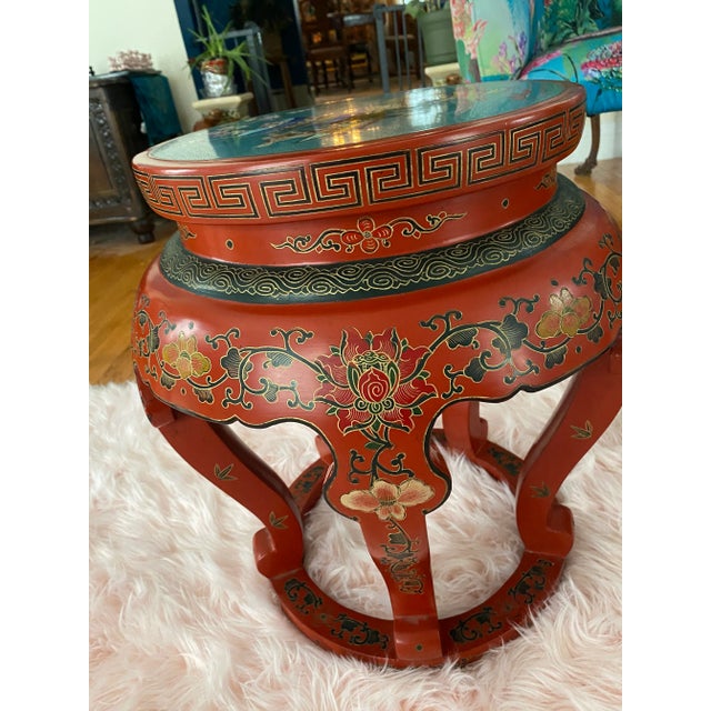 Cloisonné Stool or Plant Stands - Hand Painted, a Pair For Sale - Image 10 of 13