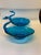 Late 20th Century Vintage Swan Bowls Blue Glass- Set of 2 For Sale - Image 5 of 9