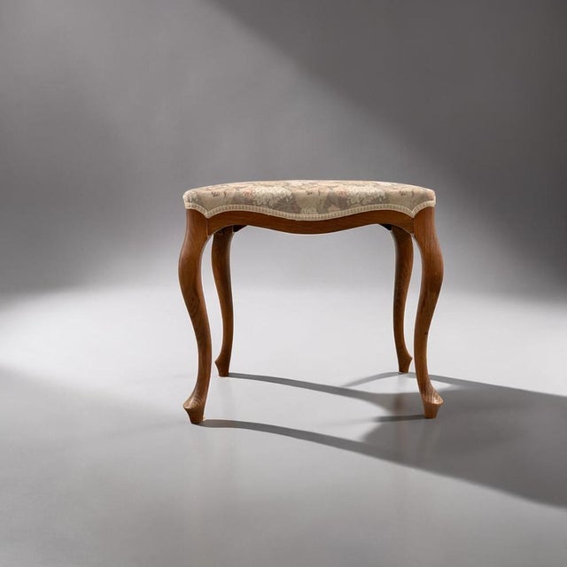 Mid-20th Century Stool with Cabriole Legs, Europe For Sale - Image 4 of 7