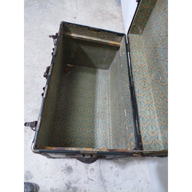 19th Century Leather / Wood Travel Trunk For Sale - Image 14 of 15