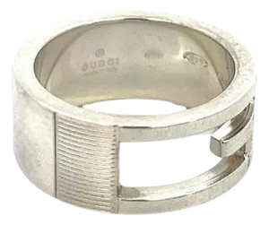 1990s Gucci Estate Ring Size 5 Sterling Silver 8 mm