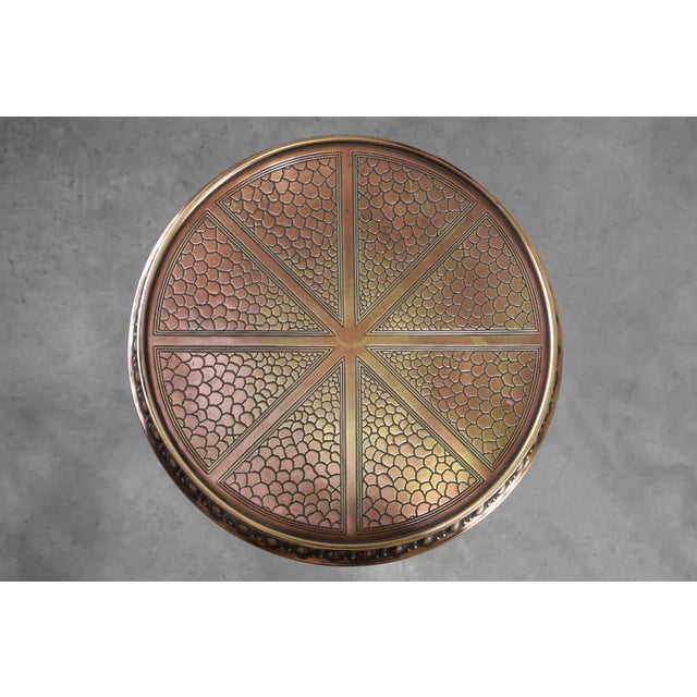 Art Deco Side Table in Red and Yellow Copper by Daalderop, 1890s For Sale - Image 5 of 12