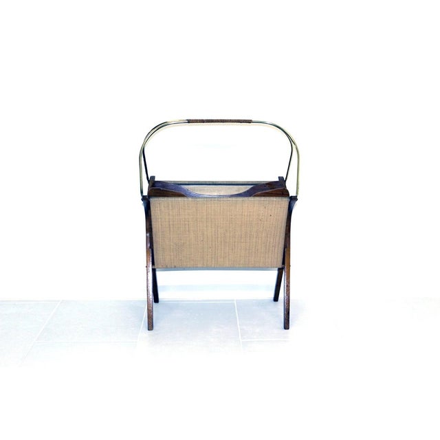 Vintage Bentwood & Brass Magazine Rack For Sale - Image 4 of 18