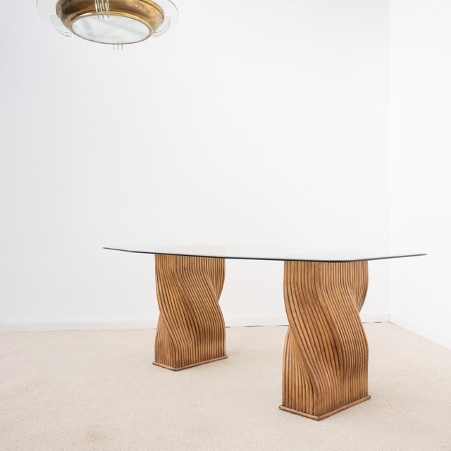 1970s Glass and Bamboo Dining Table, 1970 For Sale - Image 5 of 8