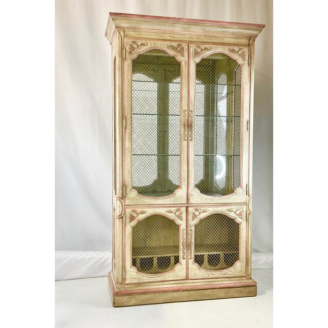 1980s Vintage Louis XV Regency Mediterranean Style Habersham Lighted Display Cabinet Hutch For Sale - Image 12 of 17