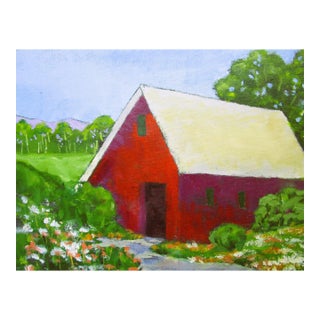 California Red Barn 11x14 Lynne French Landscape Oil Painting For Sale