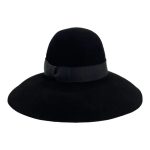 C 2000 Ralph Lauren Women’s Purple Label Black Felt Broad Rimmed Hat -
