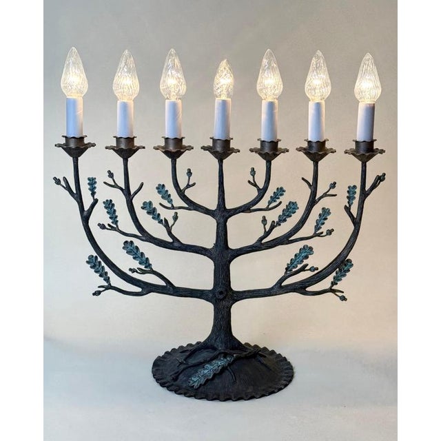 1930s Art Deco German Sculptural Seven-Light Oak Tree Candleholder, 1930s For Sale - Image 5 of 18
