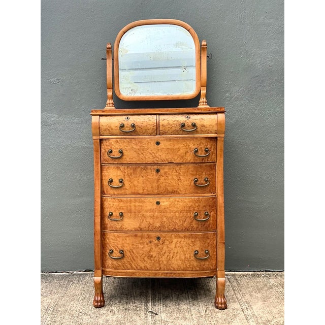 Victorian Vintage Birds Eye Chest With Lions Paw Detail For Sale - Image 3 of 12