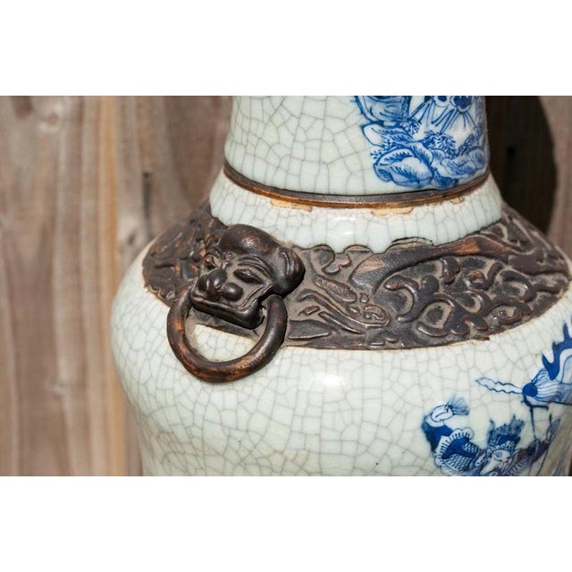 Blue Large Early 19th Century Chinese Qing Dynasty Crackle Glazed Porcelain Vase For Sale - Image 8 of 18