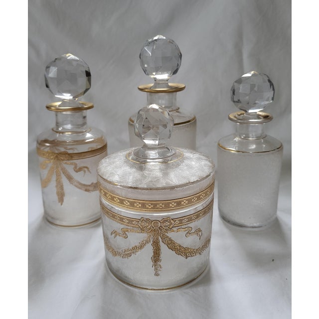 Glass Antique French Gilt Crystal Vanity Set by Cristalleries De Saint Louis, 1890s, Set of 4 For Sale - Image 7 of 7
