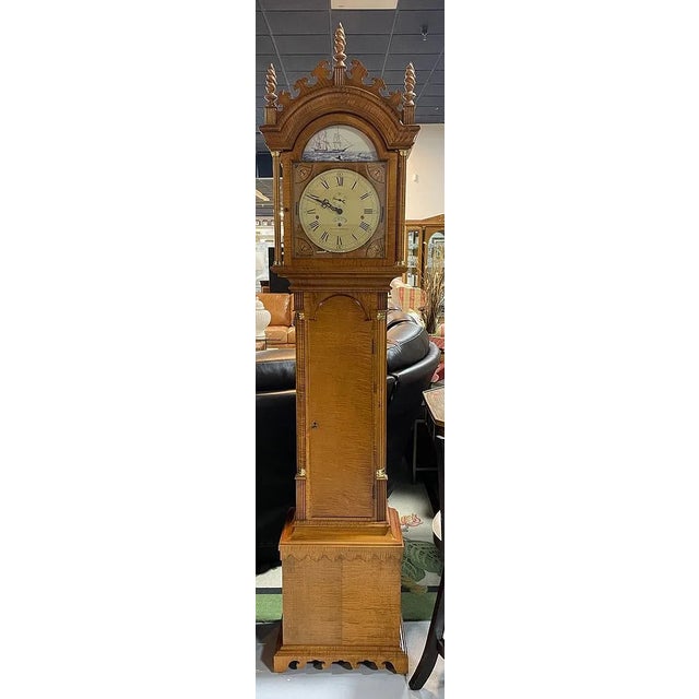 HERITAGE HEIRLOOMS TALL CASE GRANDFATHER CLOCK WITH NAUTICAL DIAL 85" X 17.5" X 12" APPROX -Impressive Heritage Heirlooms...
