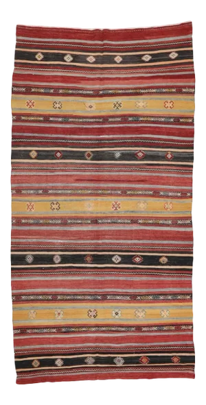 Mid 20th Century Striped Vintage Turkish Kilim Rug