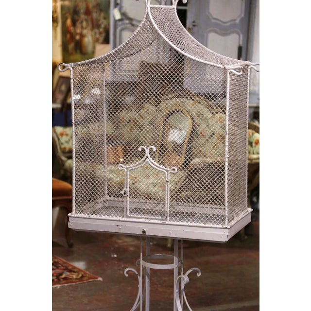 Early 20th Century French Iron Pagoda Bird Cage on Stand For Sale - Image 4 of 10