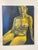 Large Vintage Expressionist Style Nave Blue & Yellow Female Nude Study For Sale - Image 4 of 4