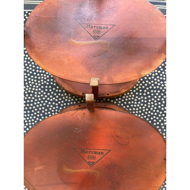 1940s Mersman Mid Century Mahogany Inlaid Wood Side Tables - Set of 2 For Sale - Image 9 of 12