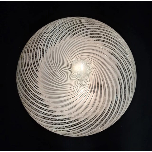 Glass 1960s Ribbed Flush Mount by Venini For Sale - Image 7 of 9