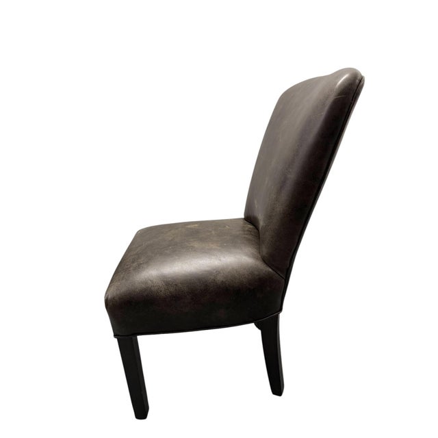Traditional Arhaus Harman Brown Leather Side Chair For Sale - Image 3 of 7