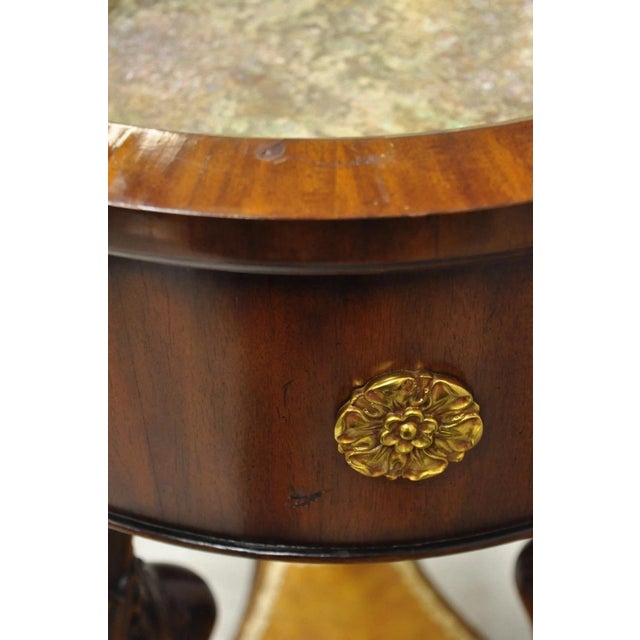 Late 20th Century Maitland Smith Regency Style Mahogany Carved Lion Leather Base Cellarete Planter For Sale - Image 10 of 12